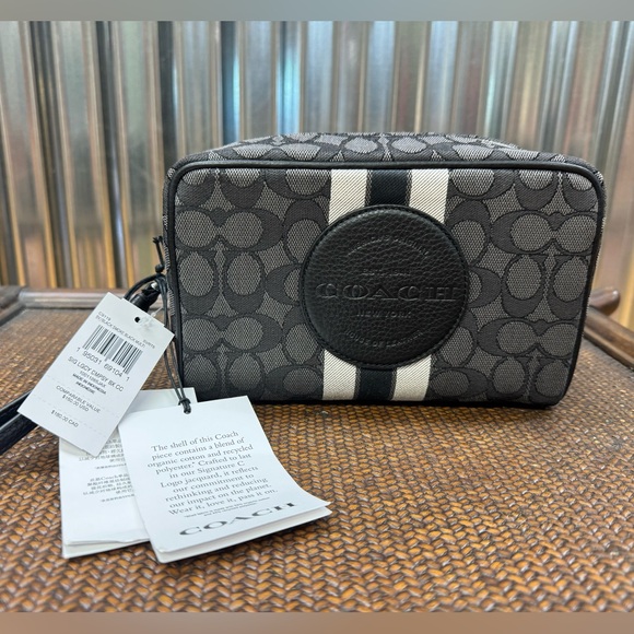 Coach Black Smoke/Black Signature Legacy Dempsey Cosmetic Bag - Picture 1 of 7